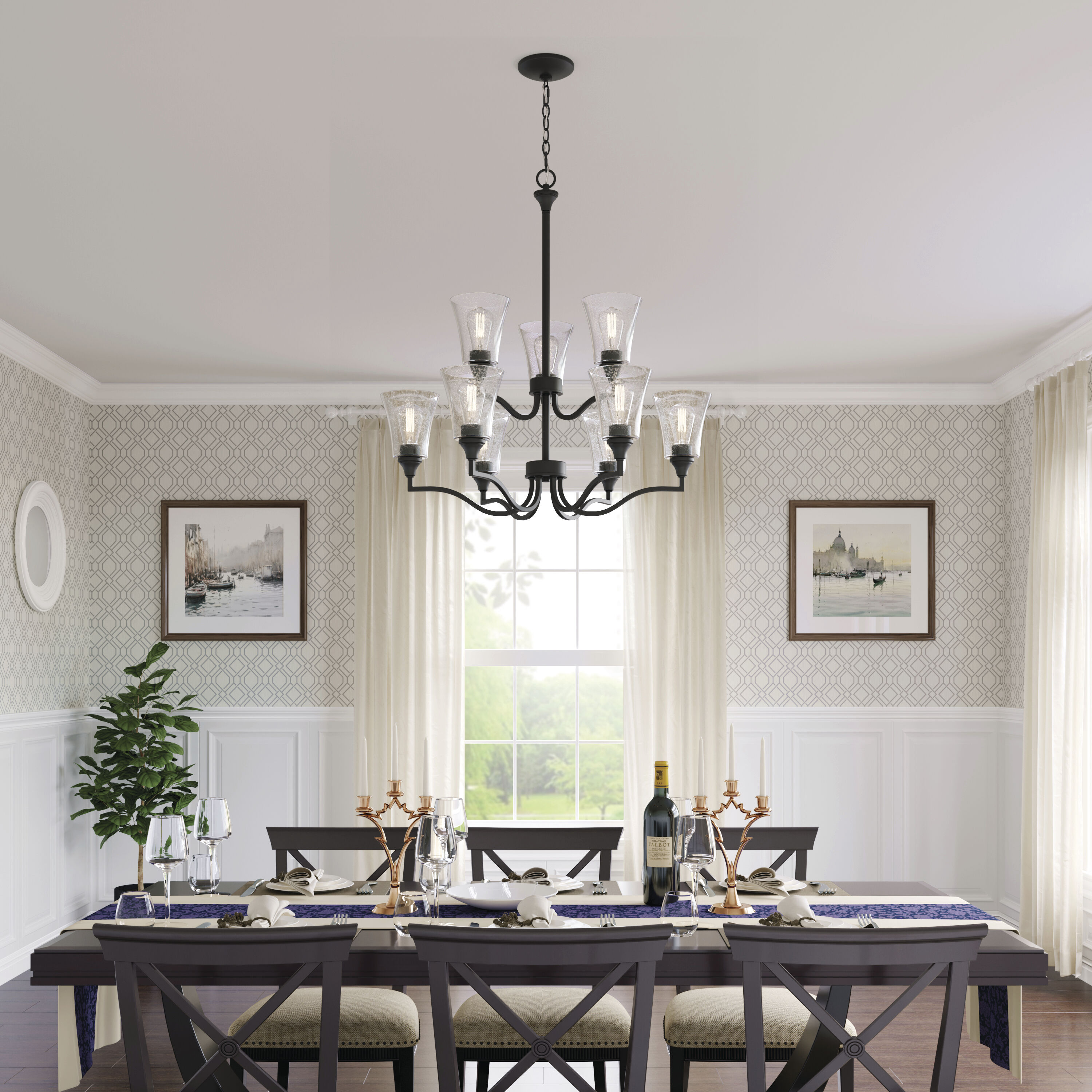 Caily 9 Light 31.5 inch Matte Black Chandelier Ceiling Light